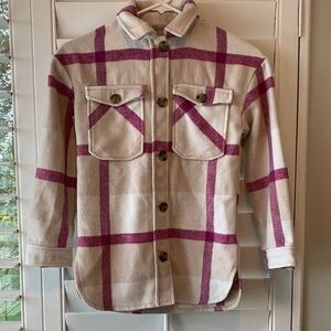 H&M Kids Plaid Utility Jacket in Pink and Cream